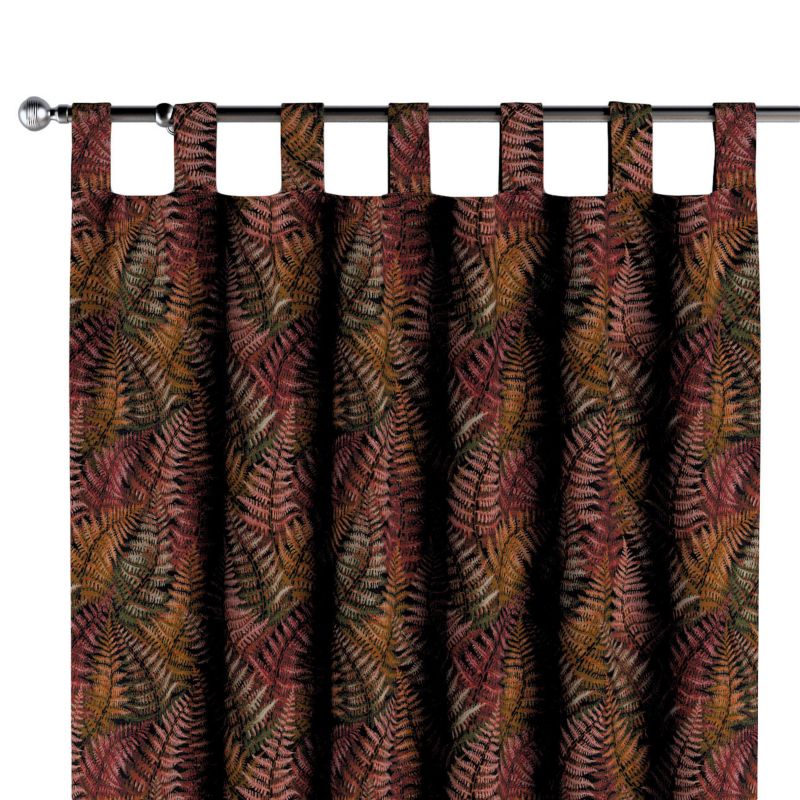Zasłona na szelkach Dekoria 130x245 cm Intenso Premium bordowo-złote liście paproci 1 szt.