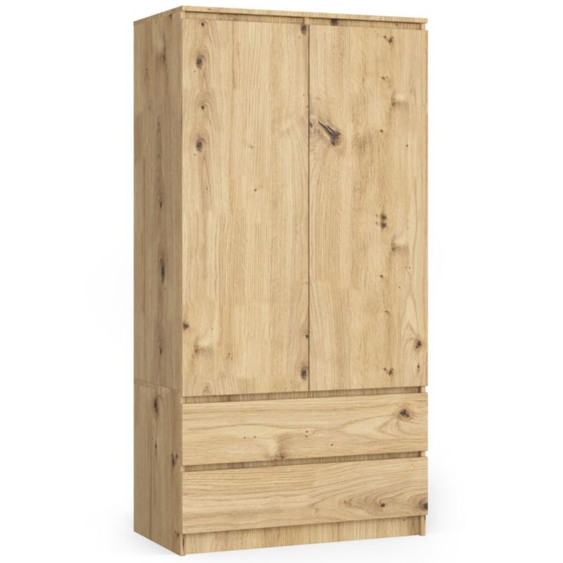 Szafa Akord S90 Dąb Artisan 90 cm 2 drzwi 2 szuflady kolor Dąb Artisan mat 4 półki 90x51x180 cm 1 szt.