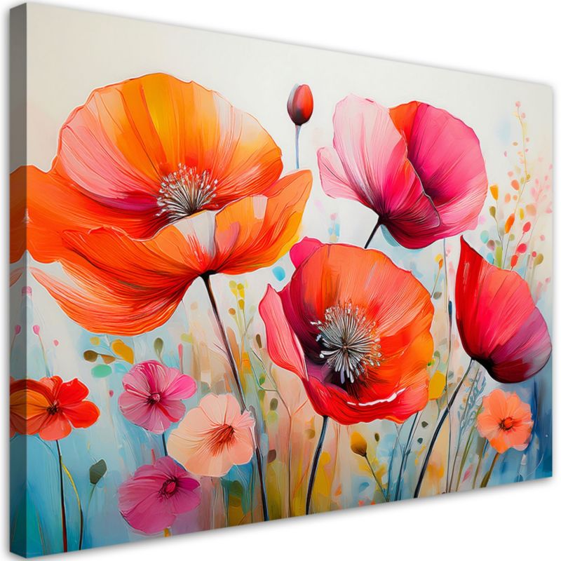Obraz do salonu sypialni Feeby Maki Kwiaty Kolorowy 90x60 cm 1szt
