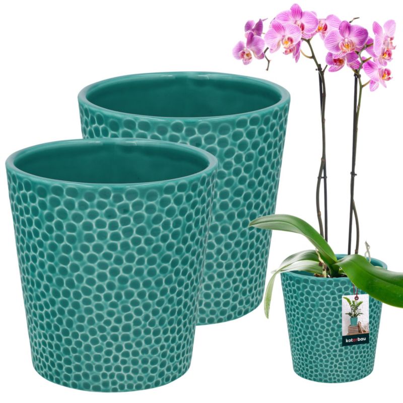 Doniczka ceramiczna KOTARBAU turkus 12 cm 2 szt.