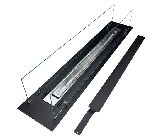 Biokominek BiokominkiGMT do zabudowy wkład 100 cm czarny mat z szybami 1szt.