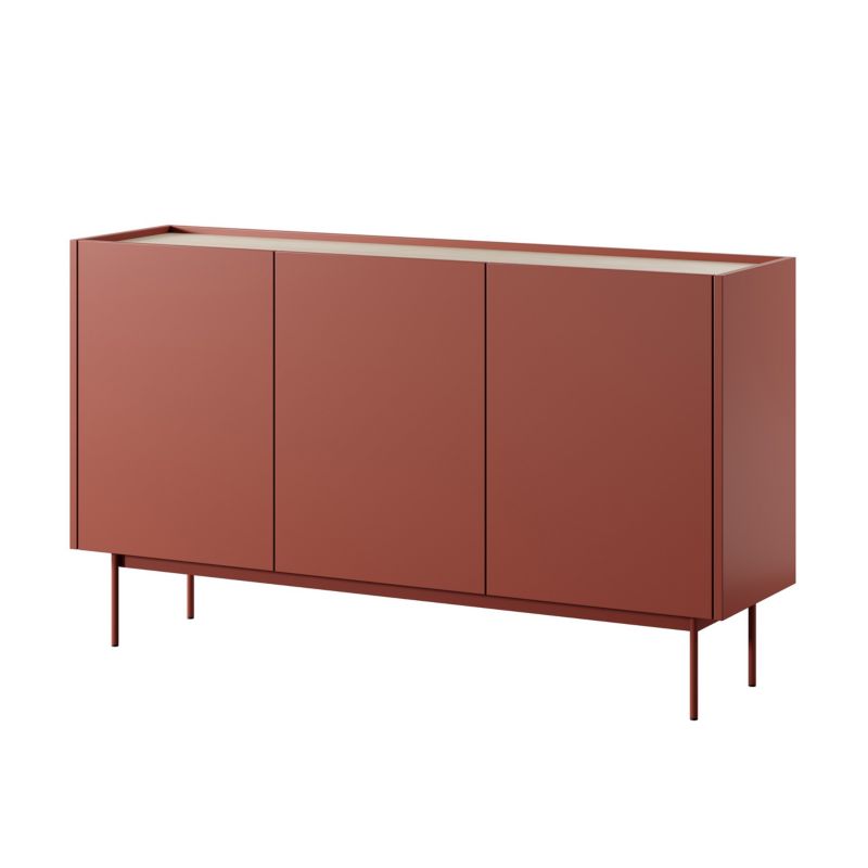 Komoda trzydrzwiowa Bettso Color 144 cm szeroka ceglasty czerwony 1szt.