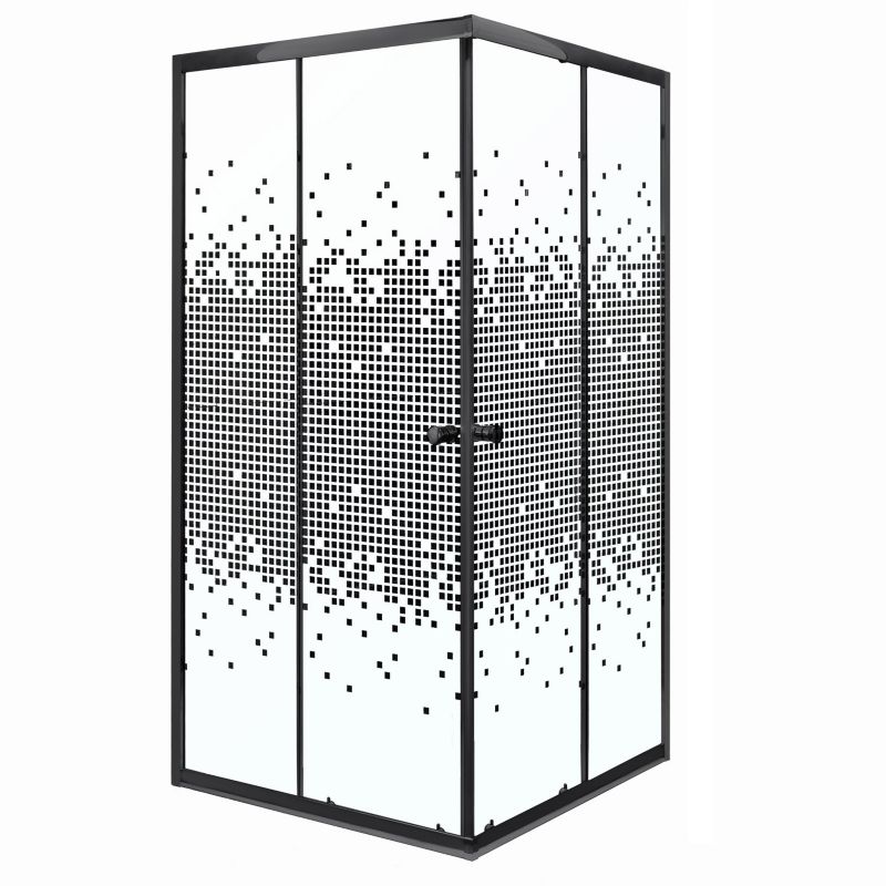Kabina prysznicowa kwadratowa Kerra Pixel BL 80 cm czarna kratka profile czarne 1 szt.
