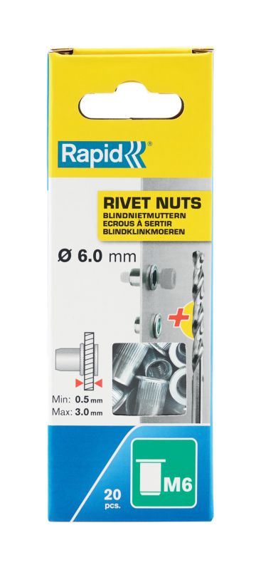 Nitonakrętki Rapid M6 z wiertłem 20 szt.