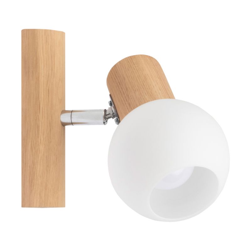 Drewniany Kinkiet SPOT Light 1xE14 Max.40W Dąb Olejowany FSC z Białym Szkłem, Polski Producent, 1 szt.