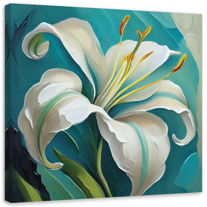 Obraz do salonu sypialni Feeby Lilia Kwiat Turkusowy 60x60 cm 1szt