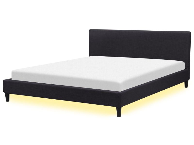 Łóżko LED Fitou 180 x 200 cm LED Czarny 1 szt.