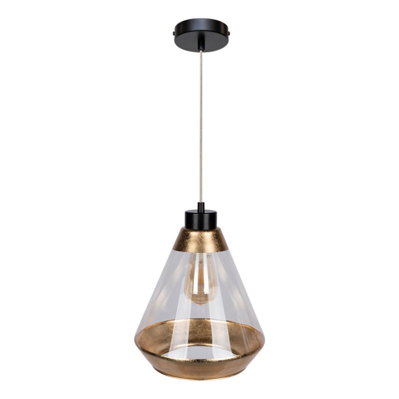 Lampa Wisząca SPOT Light 1xE27 Max.60W Eleganckie Połączenie Czerni i Złoto Transparentnego Klosza, 1 szt.
