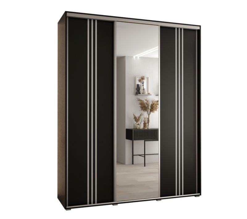 Szafa przesuwna Abiks DAVOS 7 wysoka szer.190cm gł.60cm czarny/czarny/srebrny 1szt.