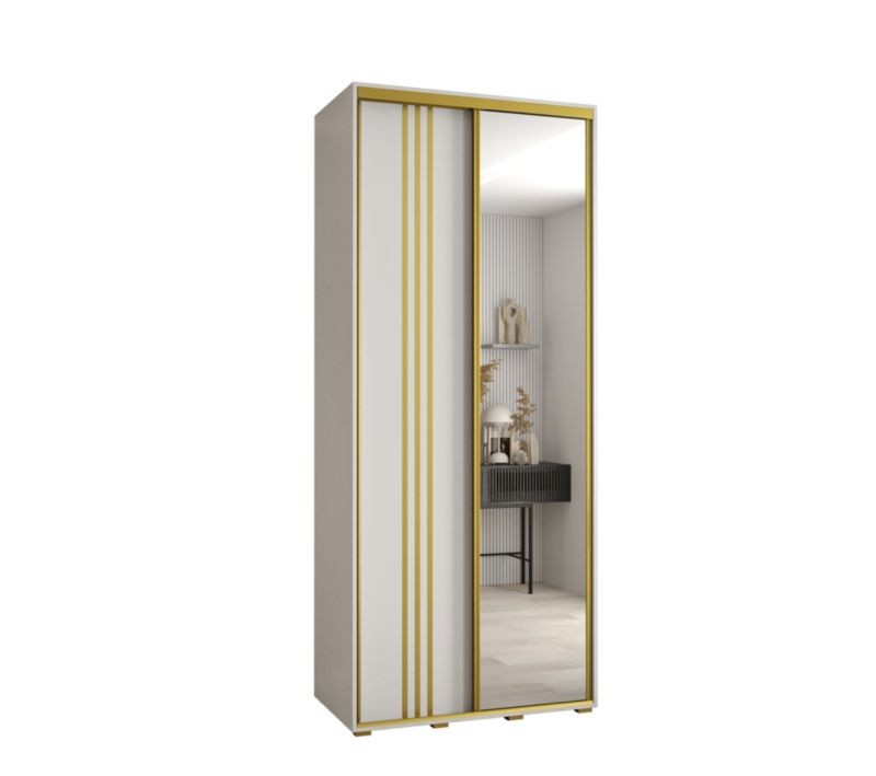 Szafa przesuwna Abiks DAVOS 7 wysoka szer.110cm gł.45cm biały/biały/złoty 1szt.