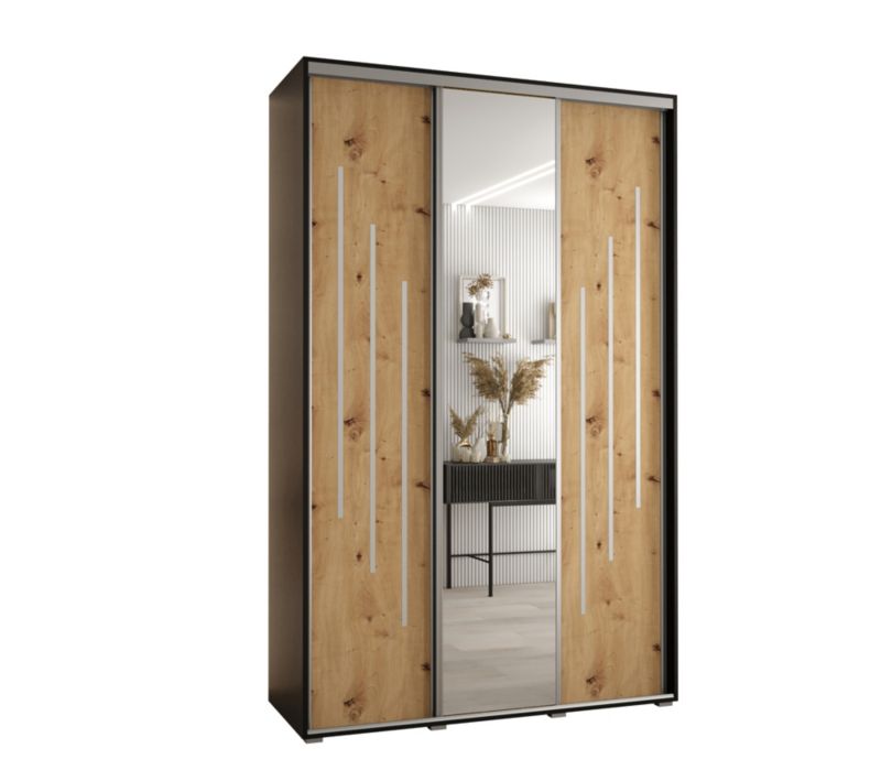Szafa przesuwna Abiks DAVOS 9 wysoka szer.150cm gł.60cm czarny/artisan/srebrny 1szt.