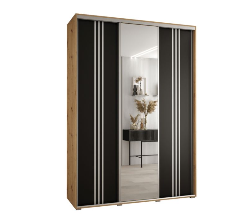 Szafa przesuwna Abiks DAVOS 7 wysoka szer.180cm gł.60cm artisan/czarny/srebrny 1szt.
