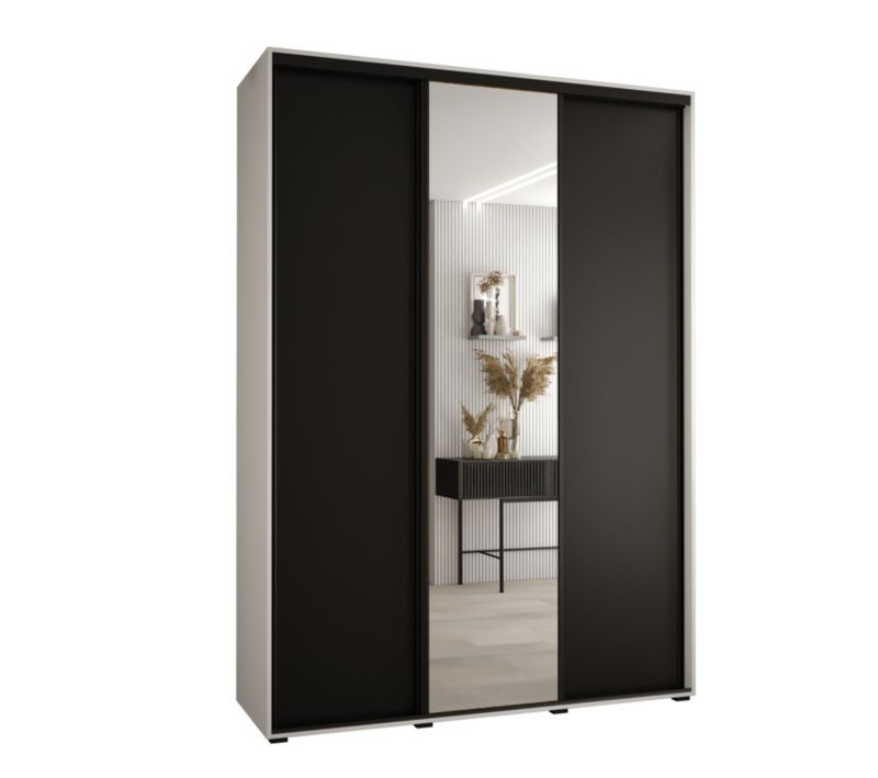 Szafa przesuwna Abiks DAVOS 3 wysoka szer.170cm gł.60cm biały/czarny/czarny 1szt.