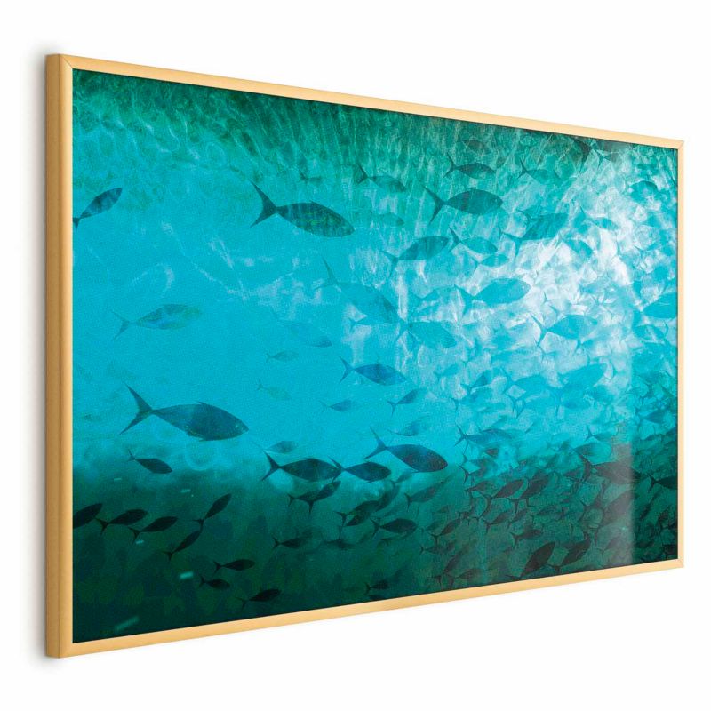 Plakat Artgeist Gromada ryb 42x29,7 cm z ramą złotą 1 szt