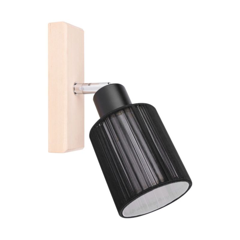 Drewniany Kinkiet SPOT Light 1xE14 Max.40W Naturalna Brzoza FSC z Czarnym Abażurem, Polski Producent, 1 szt.