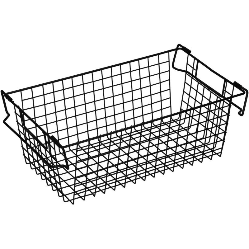Kosz druciany Springos prostokątny z uchwytam 41x17x15 cm metalowy czarny 1 szt.
