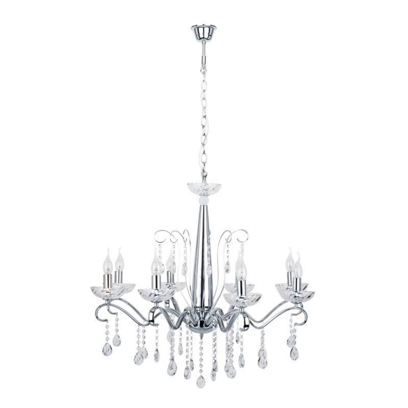 Lampa Wisząca SPOT Light 8xE14 Max.40W Subtelne Połączenie Transparentnego Szkła i Chromu, 1 szt.