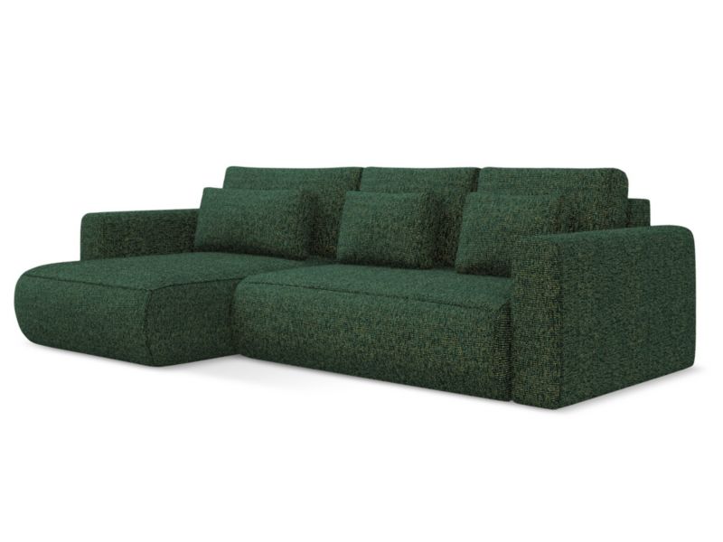 Narożnik lewostronny z funkcją spania Makamii Kapua z tkaniny strukturalnej 278x149 cm zielony 1 szt.