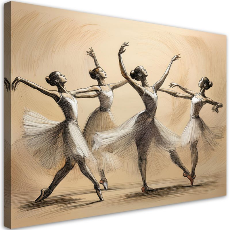 Obraz do salonu szkoły tańca Feeby Tańczące Baletnice Vintage 90x60 cm 1szt