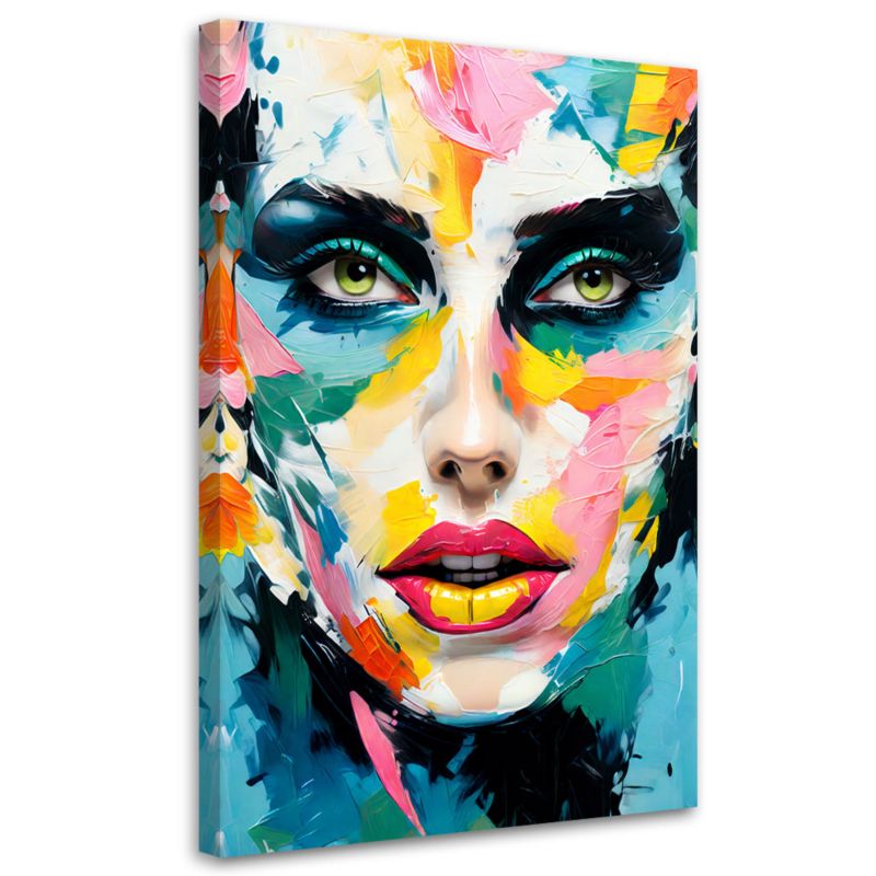 Obraz do salonu pokoju nowoczesny Feeby Kolorowa Twarz Kobiety 80x120cm 1szt
