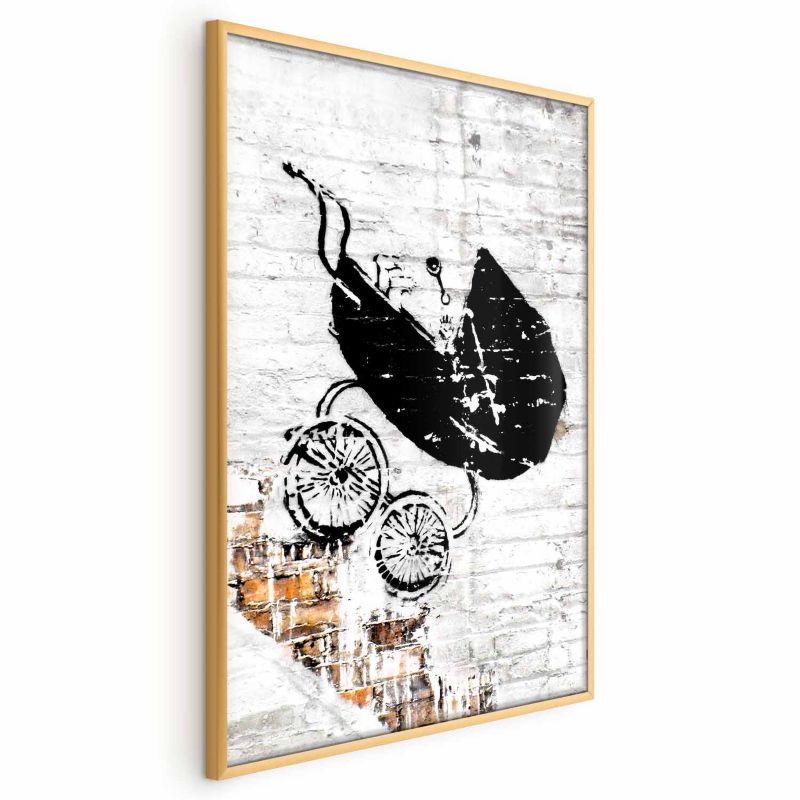 Plakat Artgeist Pędzący wózek 60x90 cm z ramą złotą 1 szt