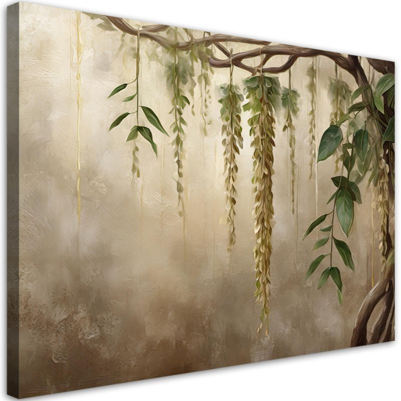 Obraz do salonu sypialni Feeby Liście Rośliny Natura Beżowy 100x70 cm 1szt