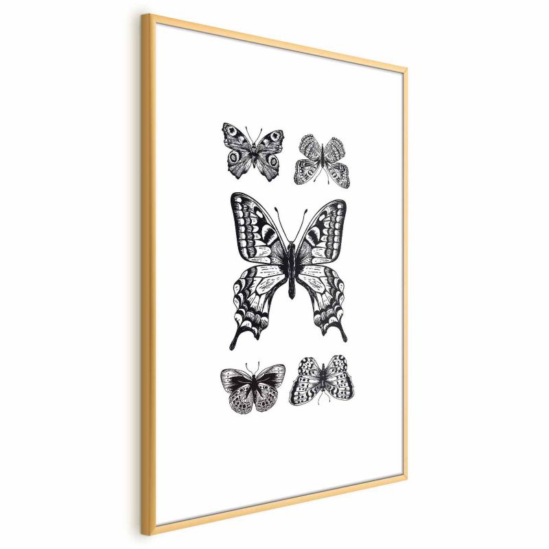 Plakat Artgeist Pięć motyli 29,7x42 cm z ramą złotą 1 szt