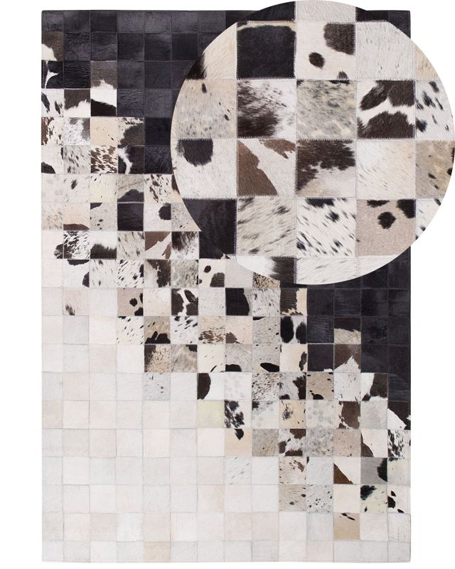 Dywan patchwork skórzany 140 x 200 cm czarno-biały Kemah 1 szt.
