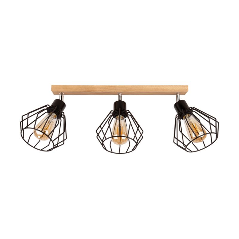 Drewniana Lampa Sufitowa SPOT Light 3xE27 Max.60W Dąb Olejowany FSC z Akcentem Czerni, 1 szt.