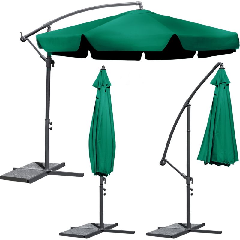 Parasol Ogrodowy Plonos duży składany z wysięgnikiem 8 segmentów 350cm zielony 1szt.