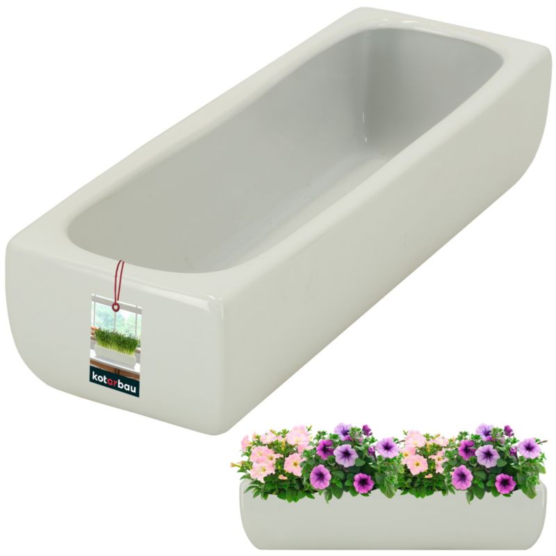Doniczka ceramiczna KOTARBAU podłużna szkliwiona biała 31 cm 1 szt.