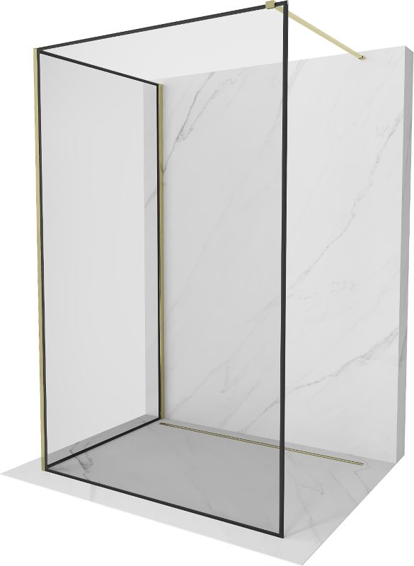 Ścianka prysznicowa walk-in Mexen Kioto czarny wzór złoty 140x80 cm 1 szt.