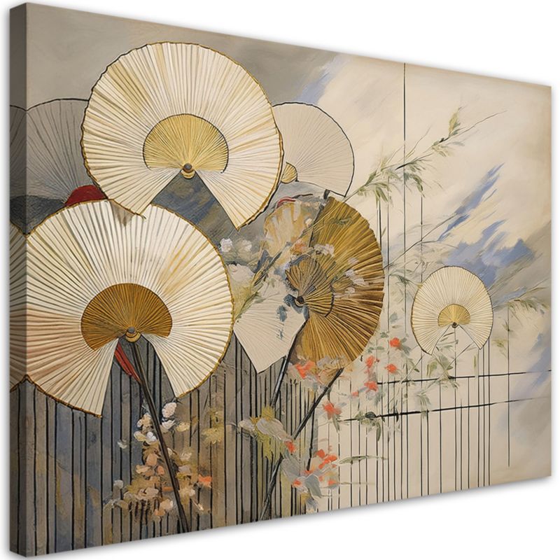 Obraz do sypialni salonu Feeby Japońskie Wachlarze Beżowy 120x80 cm 1szt