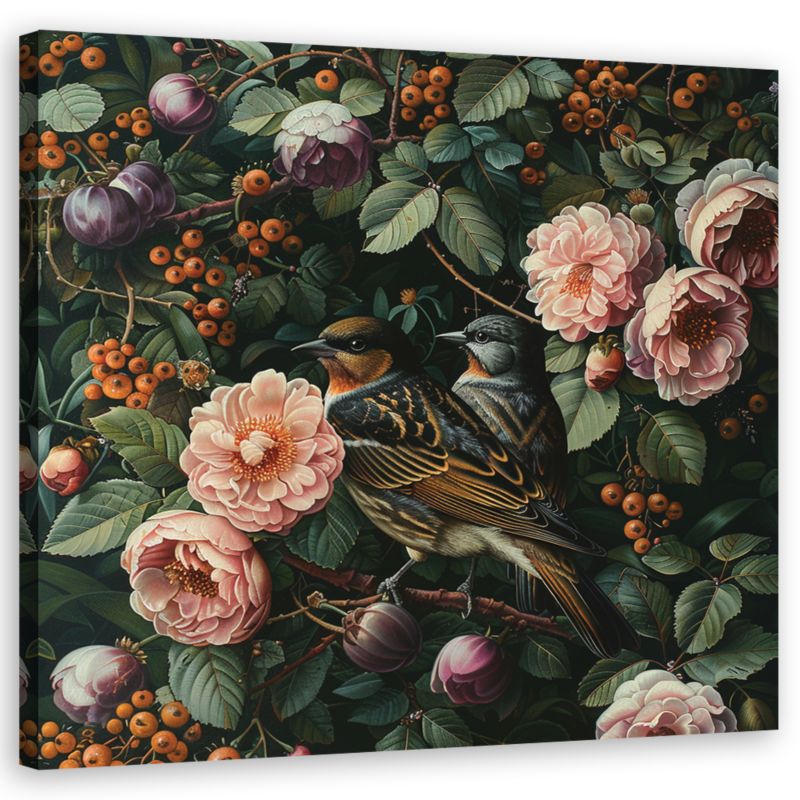 Obraz do salonu sypialni Feeby Ptaki Liście Natura 50x50 cm 1szt