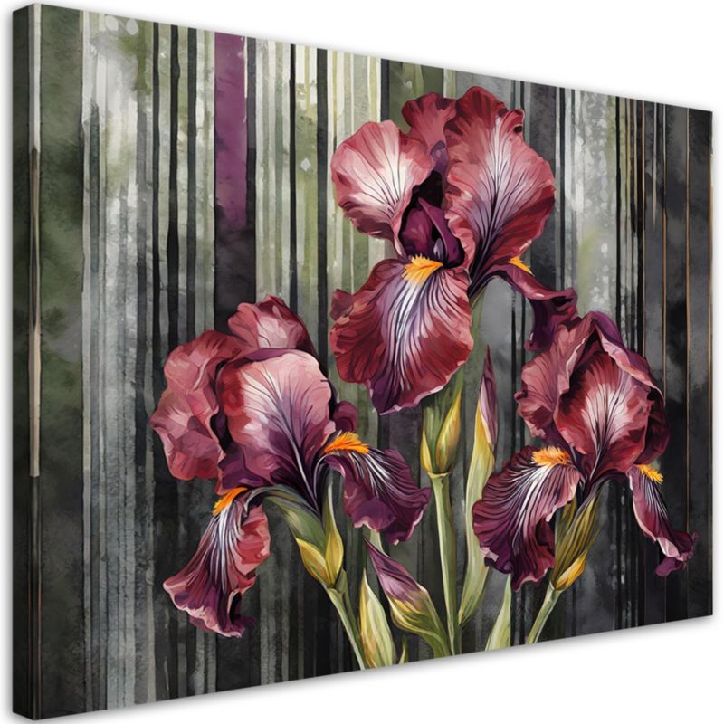Obraz do salonu sypialni Feeby Czerwone Irysy Kwiaty 100x70 cm 1szt