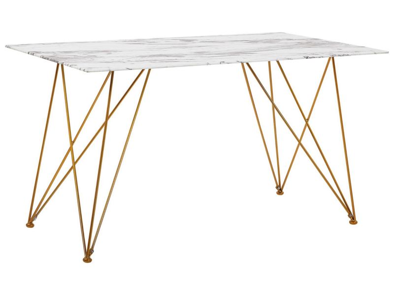 Stół do jadalni Kenton 80 cm 140 cm Efekt marmuru Biały 1 szt.