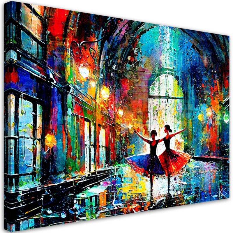 Obraz do salonu sypialni Feeby Tańczące Baletnice Abstrakcja Kolorowy 90x60cm 1szt