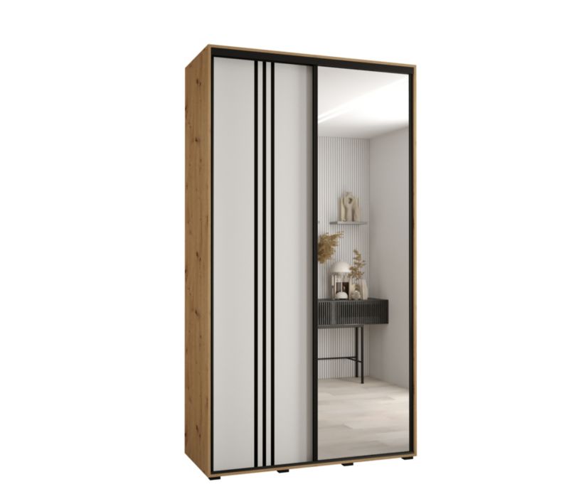Szafa przesuwna Abiks DAVOS 7 wysoka szer.130cm gł.60cm artisan/biały/czarny 1szt.