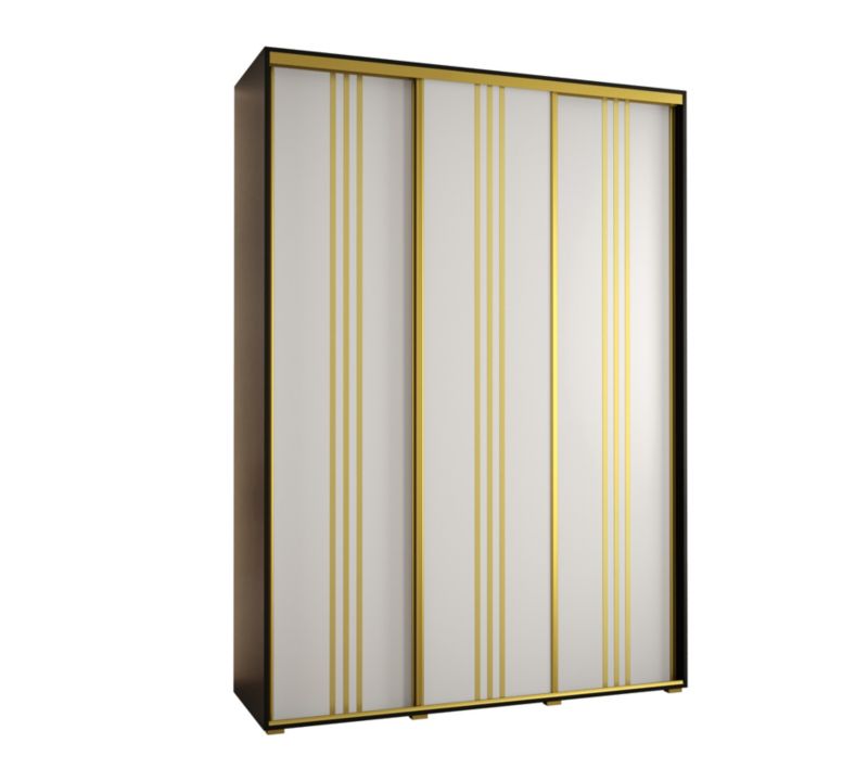 Szafa przesuwna Abiks DAVOS 6 wysoka szer.170cm gł.45cm czarny/biały/złoty 1szt.