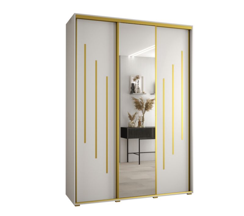 Szafa przesuwna Abiks DAVOS 9 wysoka szer.170cm gł.60cm biały/biały/złoty 1szt.