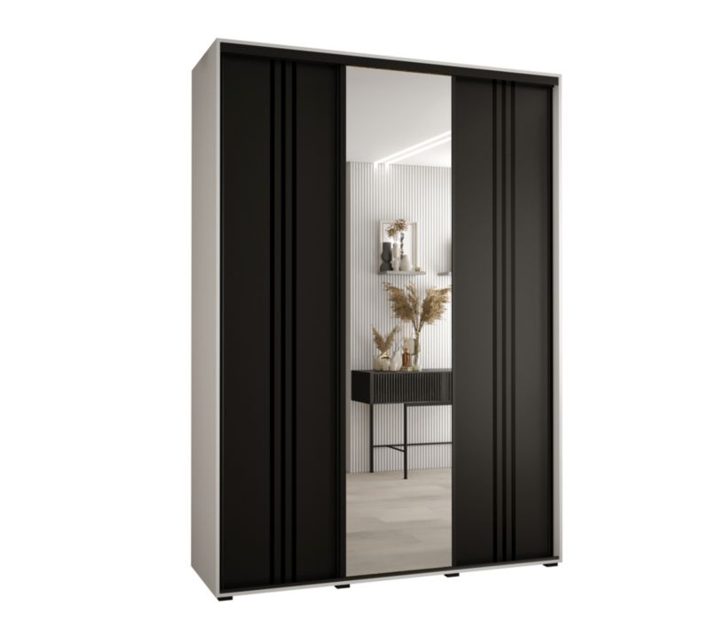 Szafa przesuwna Abiks DAVOS 7 wysoka szer.170cm gł.60cm biały/czarny/czarny 1szt.