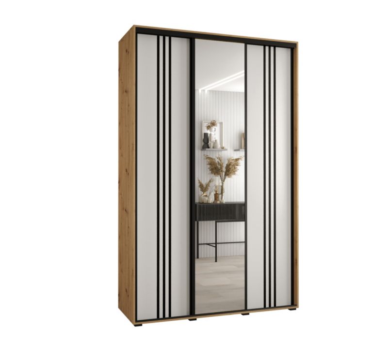 Szafa przesuwna Abiks DAVOS 7 wysoka szer.150cm gł.60cm artisan/biały/czarny 1szt.