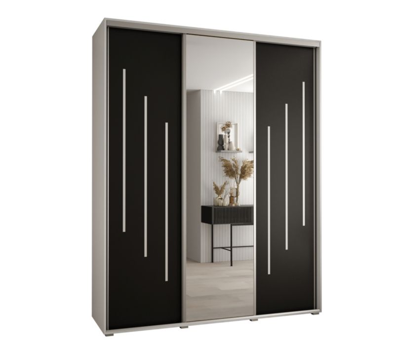 Szafa przesuwna Abiks DAVOS 9 wysoka szer.200cm gł.60cm biały/czarny/srebrny 1szt.