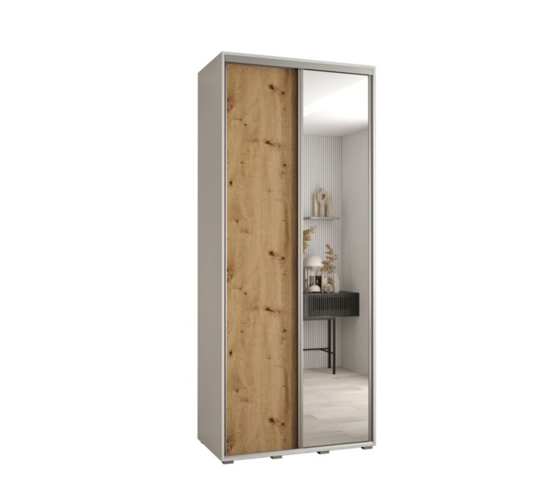 Szafa przesuwna Abiks DAVOS 3 wysoka szer.100cm gł.60cm biały/artisan/srebrny 1szt.