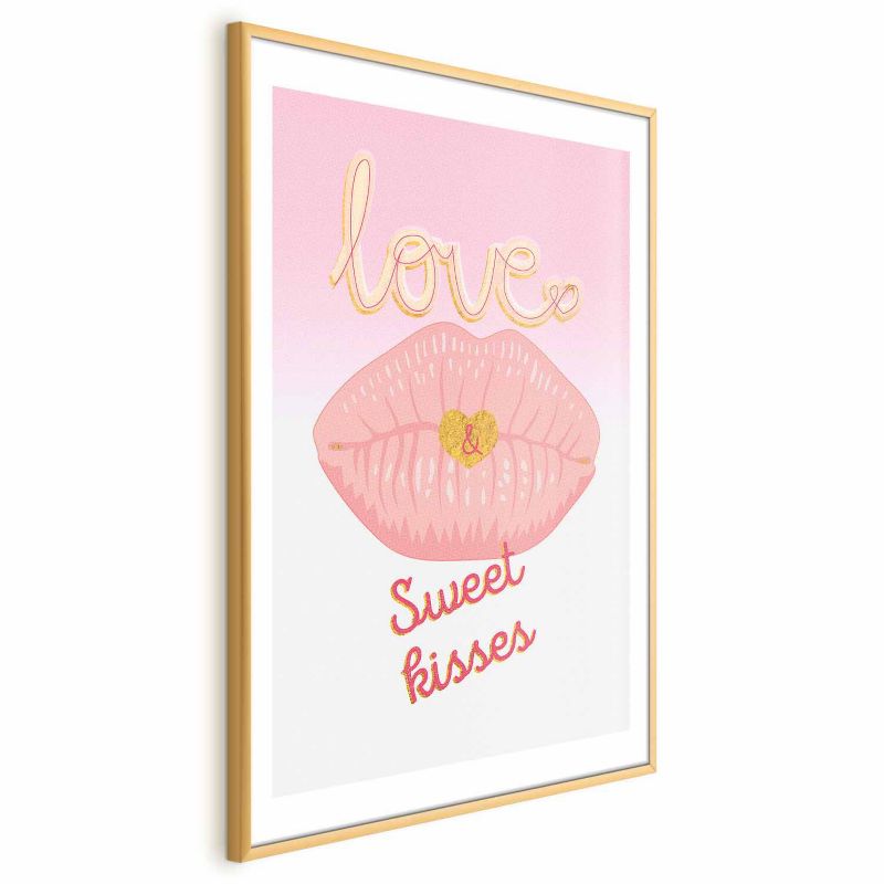 Plakat Artgeist Sweet Kisses 60x90 cm z ramą złotą 1 szt