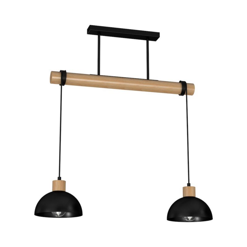 Lampa wisząca Milagro Erik Black Wood 2xE27 industrialna 1 szt.