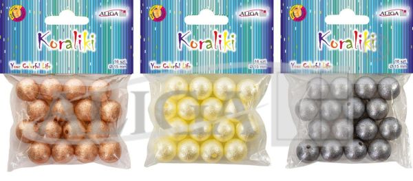 Koraliki plastikowe PJ-7872 dekoracyjne, rozm. 15MM, op.16szt.