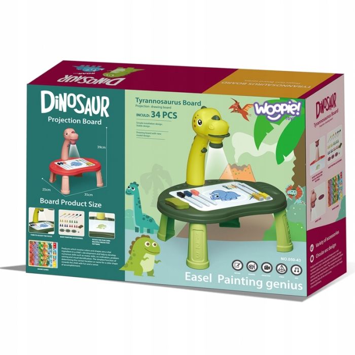 Stolik z projektorem do nauki rysowania Dino + 2 gry Madej