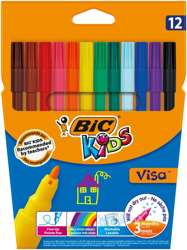 Flamastry Visa 12 kolorów BIC