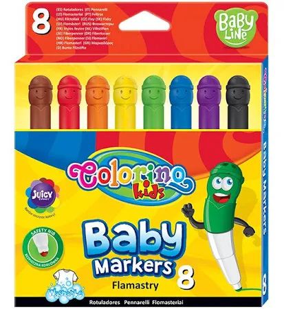 Flamastry/ pisaki zmywalne dla najmłodszych- 8 kolorów Baby Markers- Buźki, Colorino